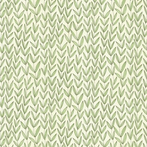 Green and Cream Drawn Leaves - Quilting Scale