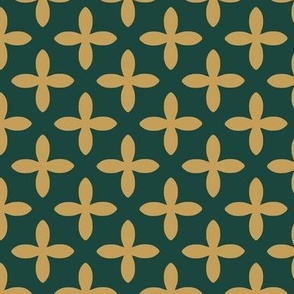 Retro Geometric Floral in Vintage Brown on Green - Large