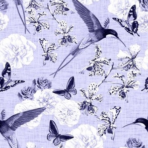 Pastel Comforts - Hummingbirds and Butterflies in Lilac