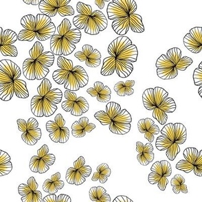 Dream lineart flowers black and white with yellow in the centre