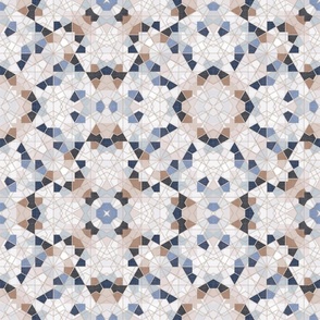 Geometric Decor in Brown and Blue Shades / Large