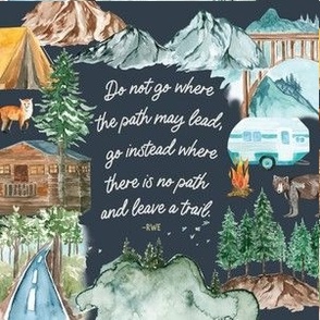 6" square: 174-16 camping map // do not go where the path may lead, go instead where there is no path and leave a trail
