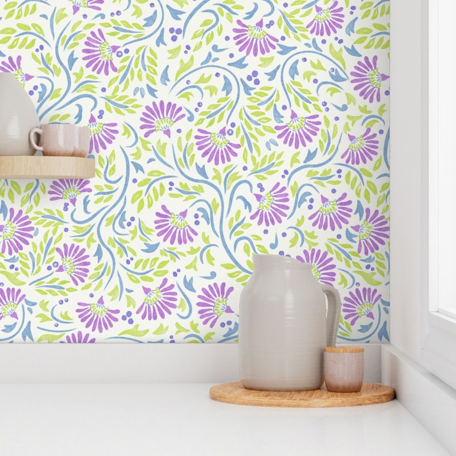 pastel comfort flowers Wallpaper | Spoonflower