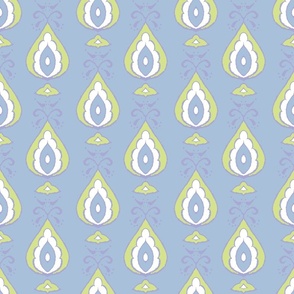 Tear Drop Paisley Ikat in a limited palette - Mid Size Scale