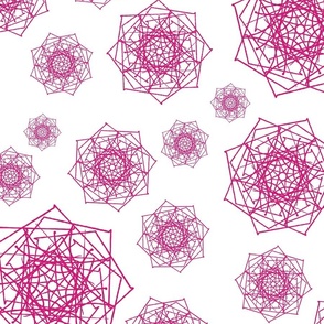 Geometric Polygon Swirls: Hot Pink on White