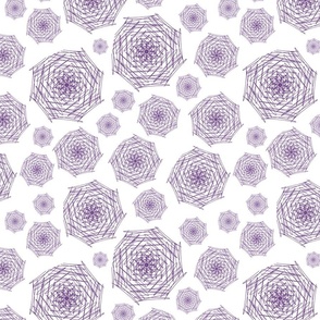 Geometric Polygon Swirls: Purple on White
