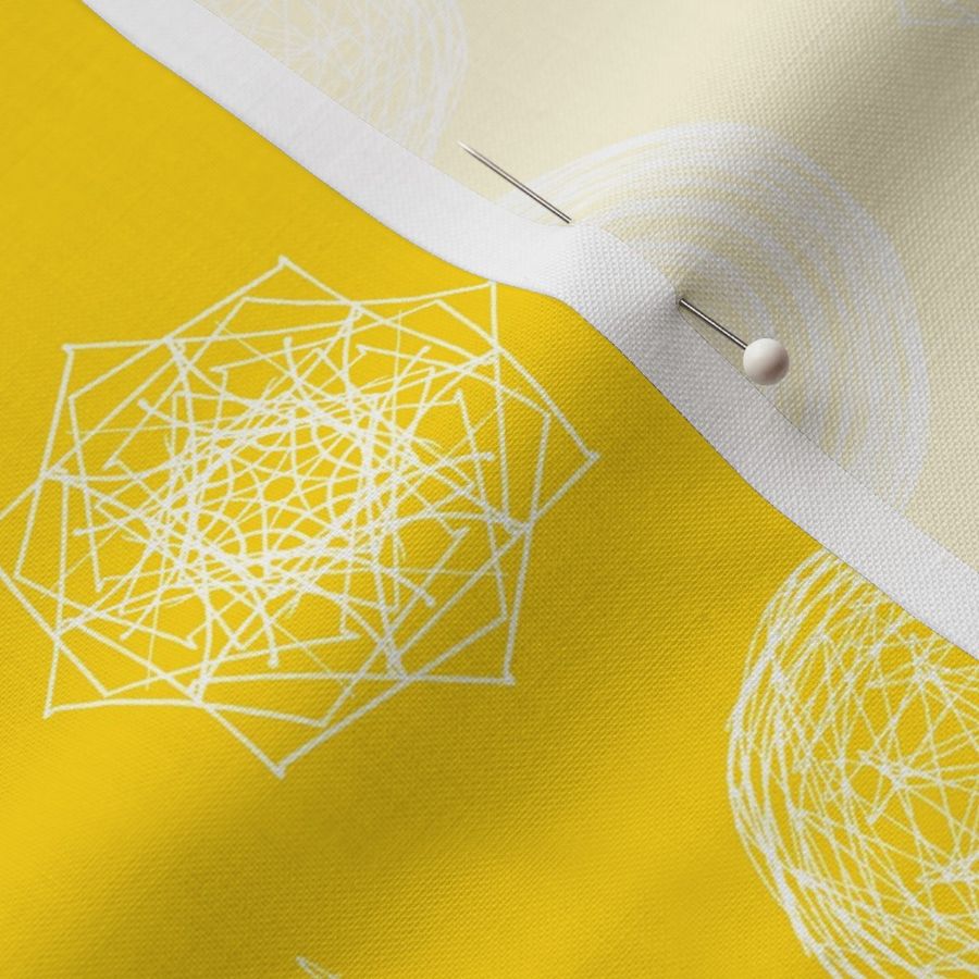 Geometric Swirls: Lemon Yellow & White