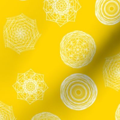 Geometric Swirls: Lemon Yellow & White