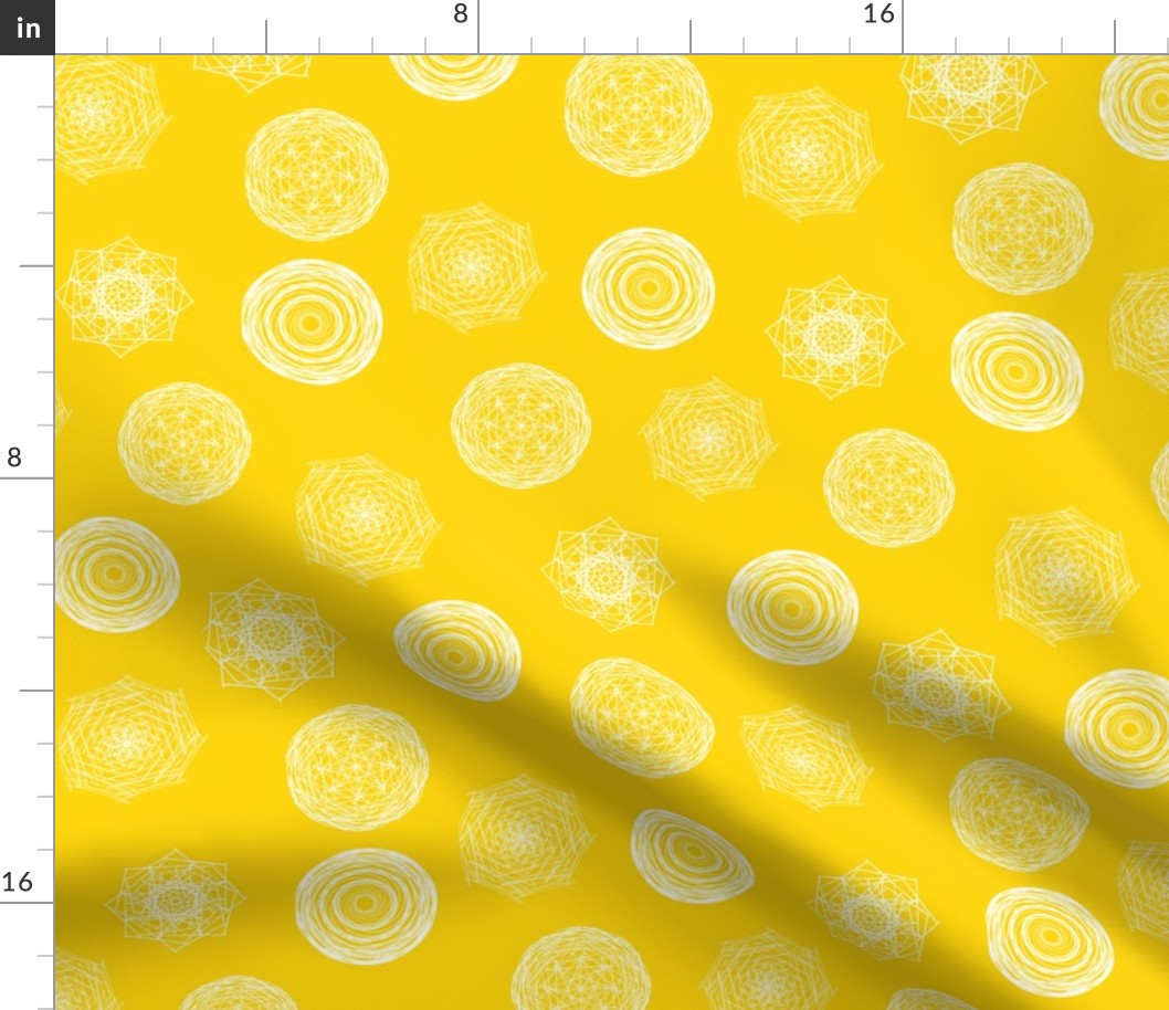 Geometric Swirls: Lemon Yellow & White