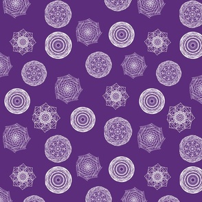Geometric Swirls: Purple & White