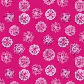 Geometric Swirls: Hot Pink & White