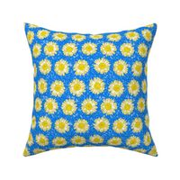 flower power yellow on blue