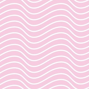 Wavy Stripes White on Pink