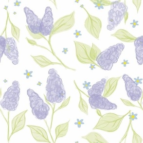 Lilac and forget-me-not spring floral seamles pattern