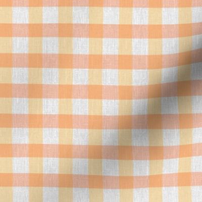 Vintage Gingham/peach and yellow on white background