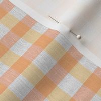 Vintage Gingham/peach and yellow on white background