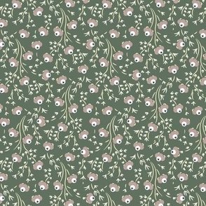 Cuties, Beige flower on a dark green background, Small scale