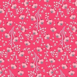 Cuties, Light pink flower on a bright pink background, Medium scale