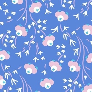 Cuties, Light lilac flower on a blue background, Large scale