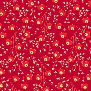 Cuties, Red flower on a red background, Medium scale