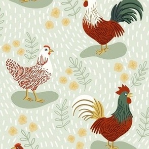 Brewster Home Fashions Parton Chicken Border Light Grey Wallpaper |  DecoratorsBest