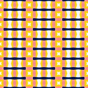 Navy, Sun Yellow and Pink Ladder Stripe