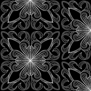 Black and white floral abstract