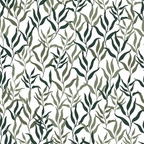 Green Leaf Pattern on White