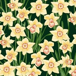 woodland daffodils - bottle green