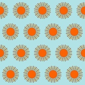 Retro style suns in half brick formation - large scale for home decor, wallpaper, table linen and apparel