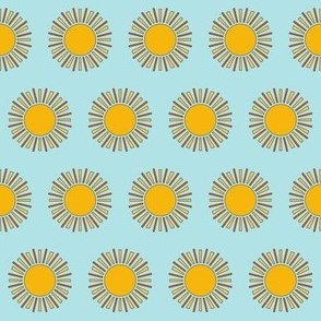 Retro style suns in half brick formation - large scale for home decor, wallpaper, table linen and apparel