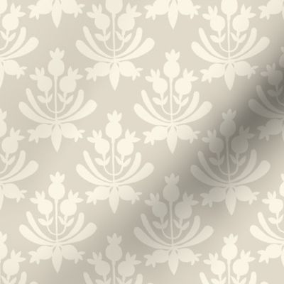 Berries and Leaves - Albescent White and cream white leaf - Traditional Coastal Print - small