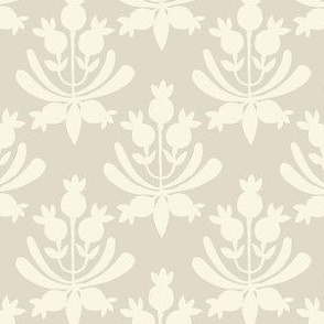 Berries and Leaves - Albescent White and cream white leaf - Traditional Coastal Print - small