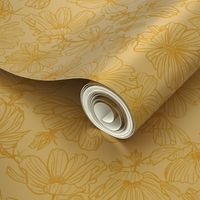 Summertime Floral-outlines-Cream and Sunshine Yellow_Hufton Studio-10in