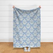 Berries and Leaves - Sky Blue and cream white leaf - Traditional Coastal Print - Large 