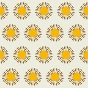 Retro style suns in half brick formation - large scale for home decor, wallpaper, table linen and apparel