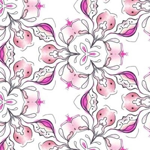 Grandmillennial pink abstract flowers from Anines Atelier, Use the design for bathroom walls, and girls room decor. 