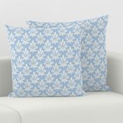 Berries and Leaves - Sky Blue and cream white leaf - Traditional Coastal Print - Small 
