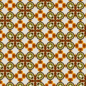 Mod Green Orange Floral Plaid