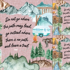 1 blanket + 2 loveys: 66-9 linen camping map // do not go where the path may lead, go instead where there is no path and leave a trail