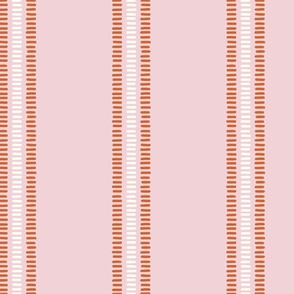 summer stripes/burnt orange and cream on pink