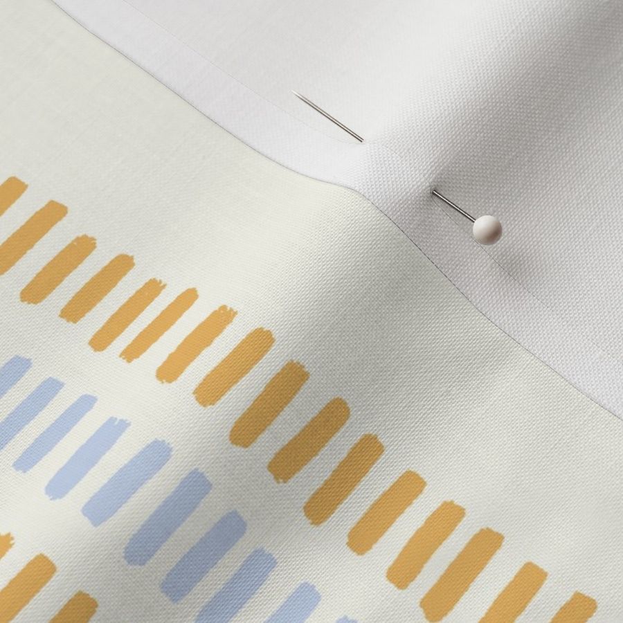 wide summer stripes - yellow and light blue on cream