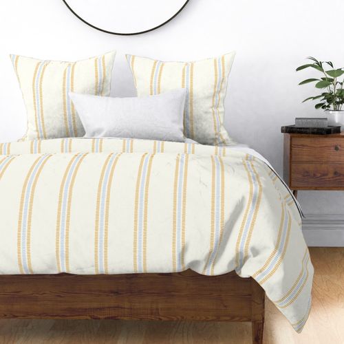 wide summer stripes - yellow and light blue on cream