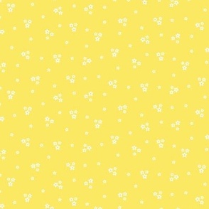 Tiny Cream Flowers on Yellow 10 Inch Repeat