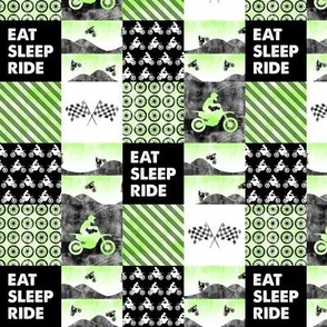 (1.5" scale) Motocross Patchwork - EAT SLEEP RIDE - red and black C22