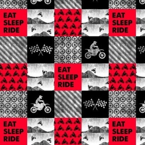 (1.5" scale) Motocross Patchwork - EAT SLEEP RIDE - red and black C22