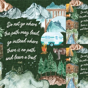 1 blanket + 2 loveys: hunter linen camping map // do not go where the path may lead, go instead where there is no path and leave a trail