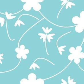 Sweet Coastal Summer Flowers and Vines Teal Home Decor