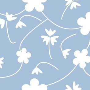 Summer Coastal White Flowers  on Sky Blue Home Decor