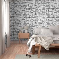 Hamptons Historical Golf Courses Toile - black and white Wallpaper